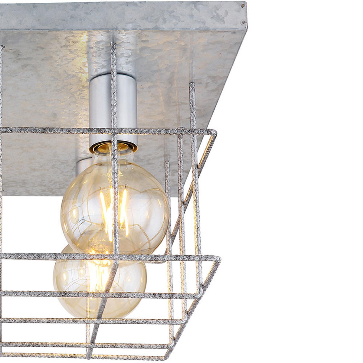 DECKENLEUCHTE Metall Silber Gitteroptik - Silberfarben, Metall (40/40/20cm) - Globo Lighting