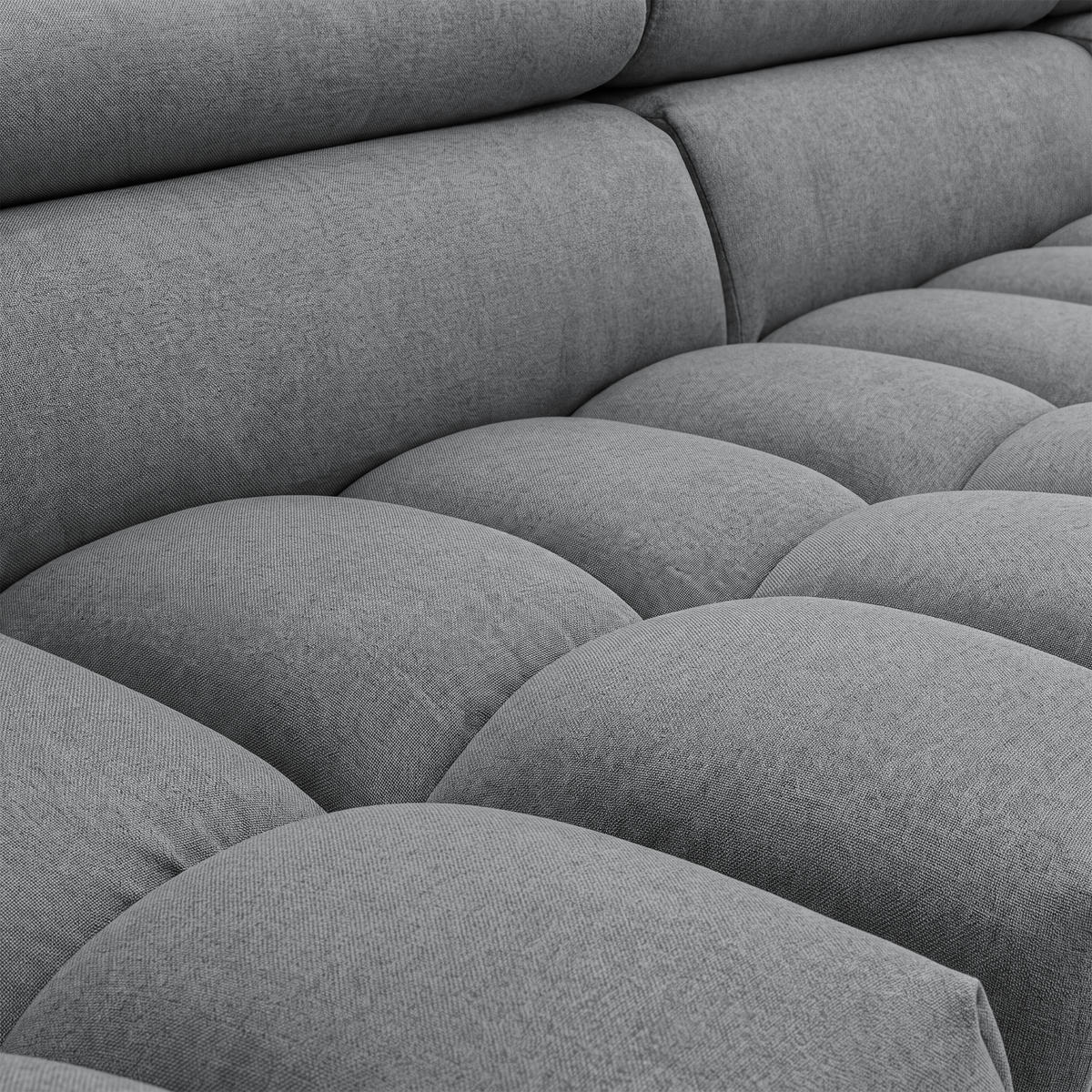 ECKSOFA PUDDING MAXI L Rechts mit Schlaffunktion 125x195 Velours Dunkelgrau - Dunkelgrau/Schwarz, Holz/Textil (350/203cm) - Muffo
