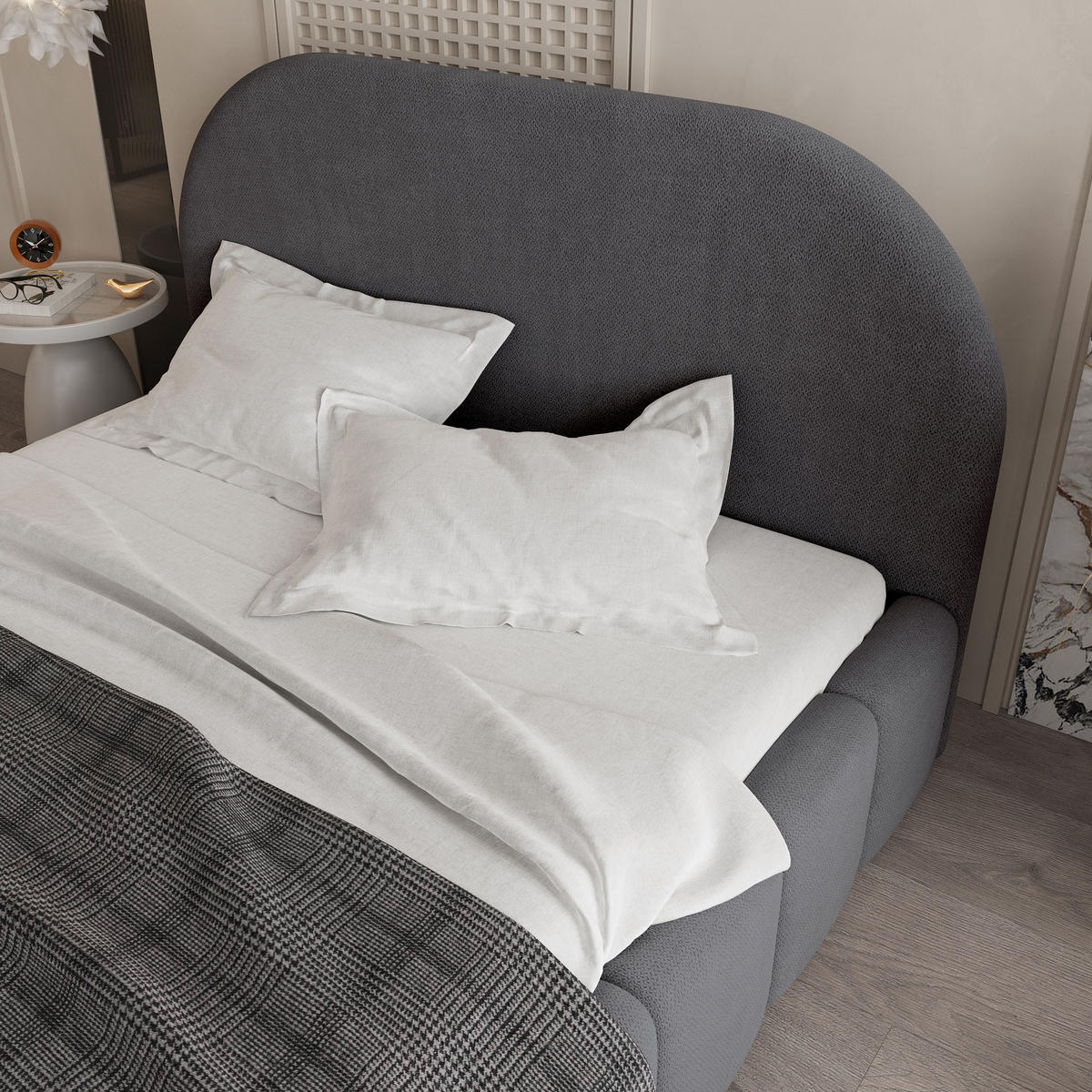 POLSTERBETT FLUSSO 200x200 cm mit Bettkästen - Graphitfarben - Graphitfarben, Holz (200/200cm) - MASSENO