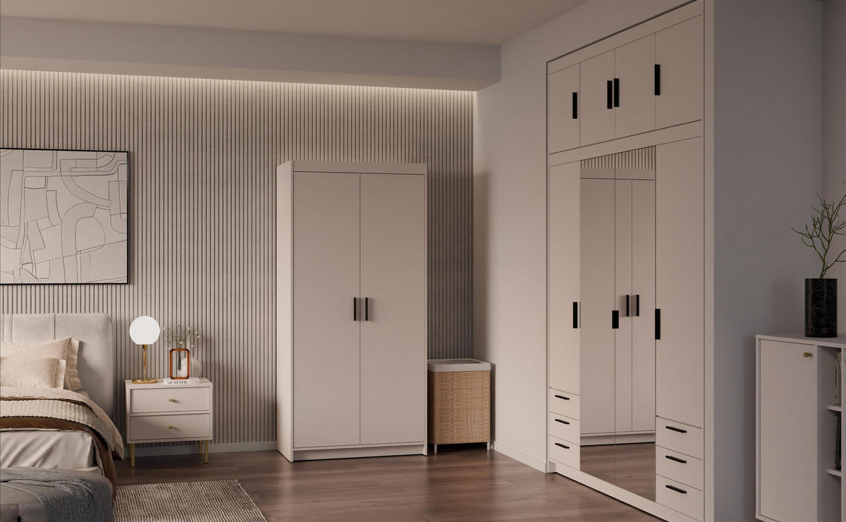 KLEIDERSCHRANK Storicos Beige 89,7/190,5/53 cm - Modern 2-türig - Beige, Holzwerkstoff/Kunststoff (89.8/190.6/53cm) - AX Living