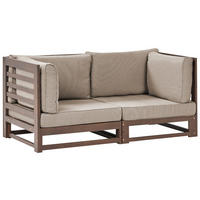 GARTENSOFA 2-Sitzer zertifiziertes Akazienholz dunkelbraun Auflagen taupe Trani - Dunkelbraun/Beige, Holz (150/72/75cm) - Beliani