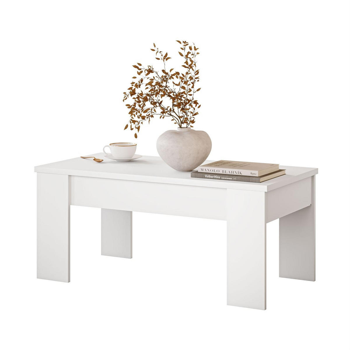 COUCHTISCH APERTO, Weiß / Weiß - Weiß, Holzwerkstoff (100/45/50cm) - Lookway