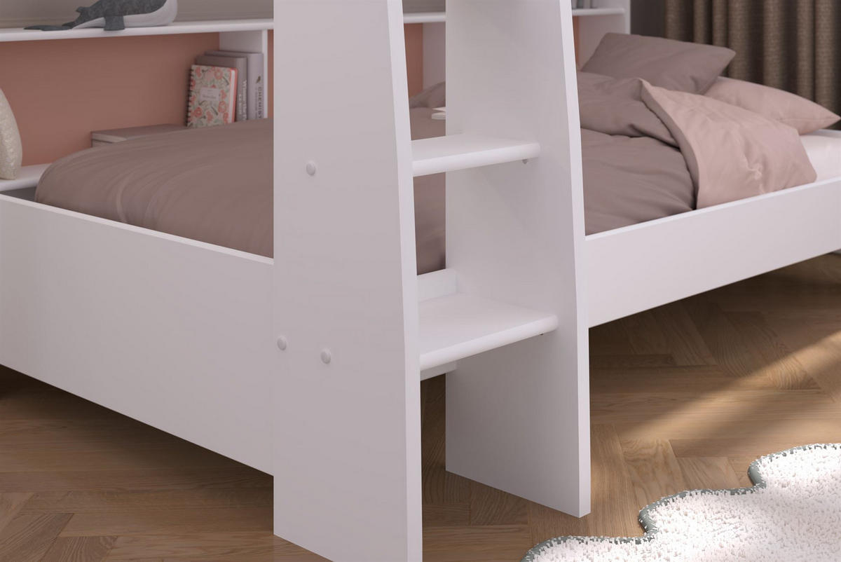 ETAGENBETT Parisot Leo 11 mit Bettschublade 90x200 Holzdekor Weiß - Weiß, Kunststoff (90/200cm) - 58aufmkessel