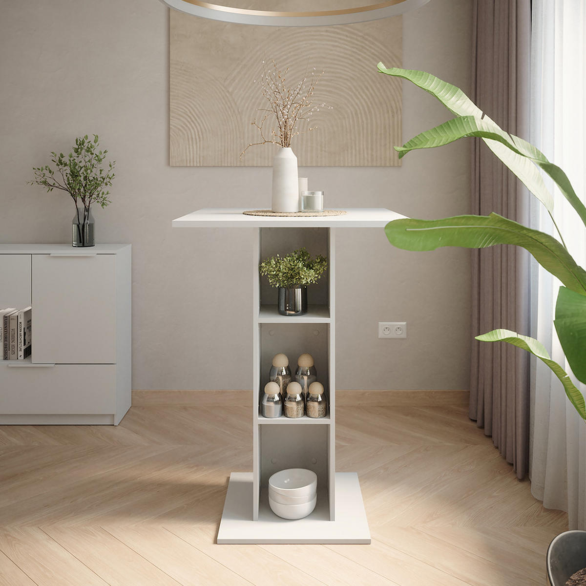 BAROVÝ STŮL Repose Bílá - bílá, kompozitní dřevo (75/75/106cm) - Vicco