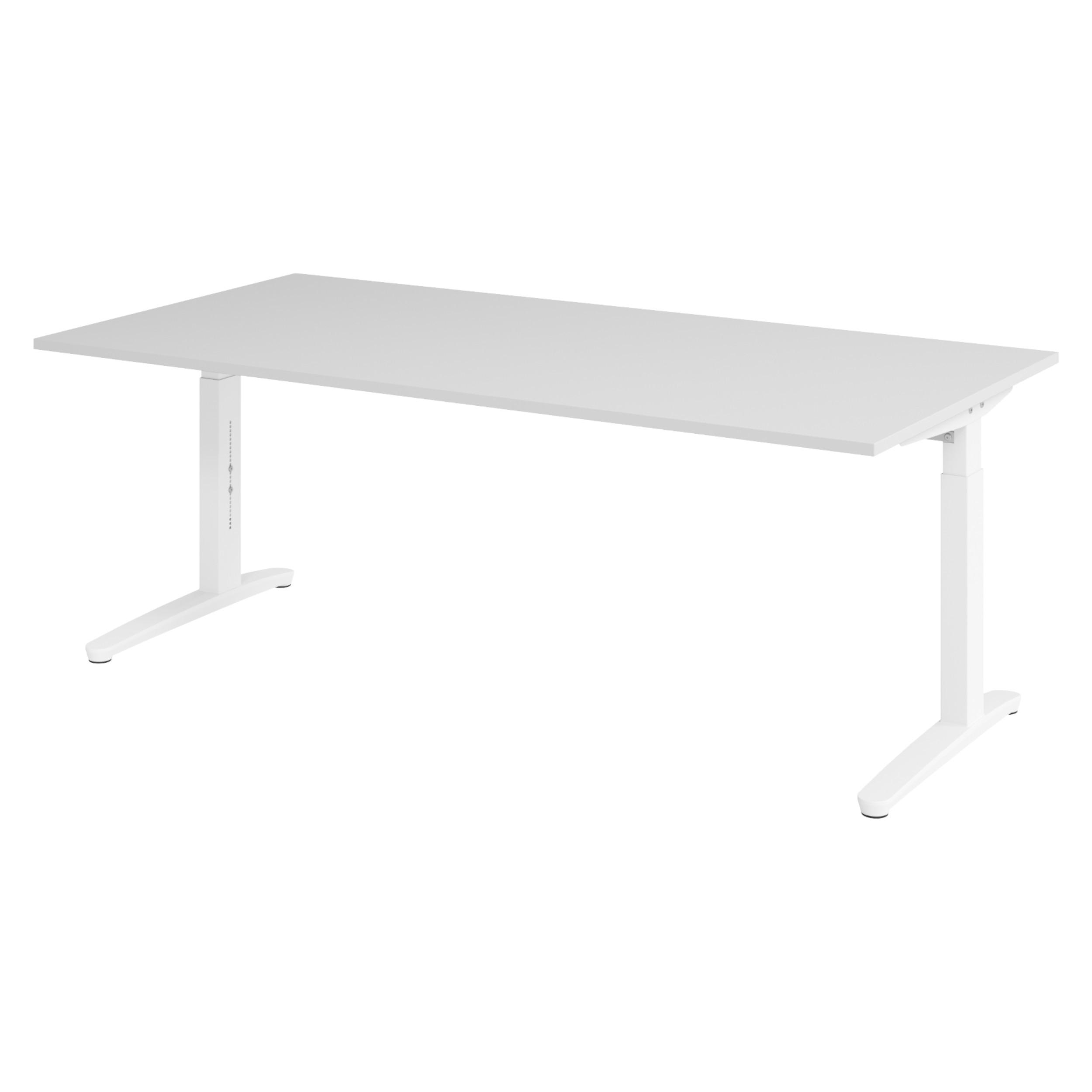bümö Schreibtisch Grau, Weiß 200x74x100 cm