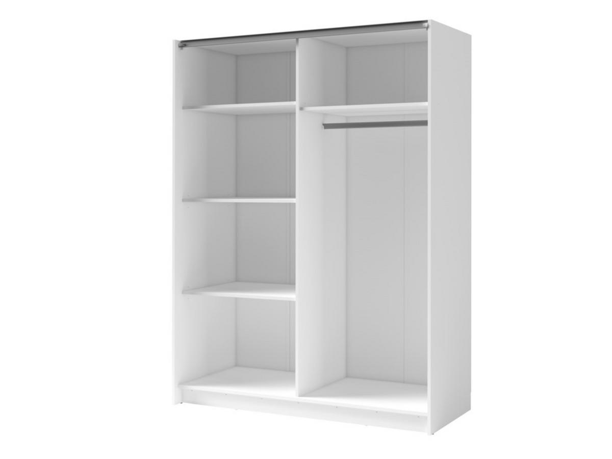 SCHIEBETÜRENSCHRANK DIVORA 10 -150,6×198,5×55 cm mit Spiegel, Regalen & Kleiderstange Weiß - Weiß, Holz/Holzwerkstoff (150.6/198.5/55cm) - Milaros Markt