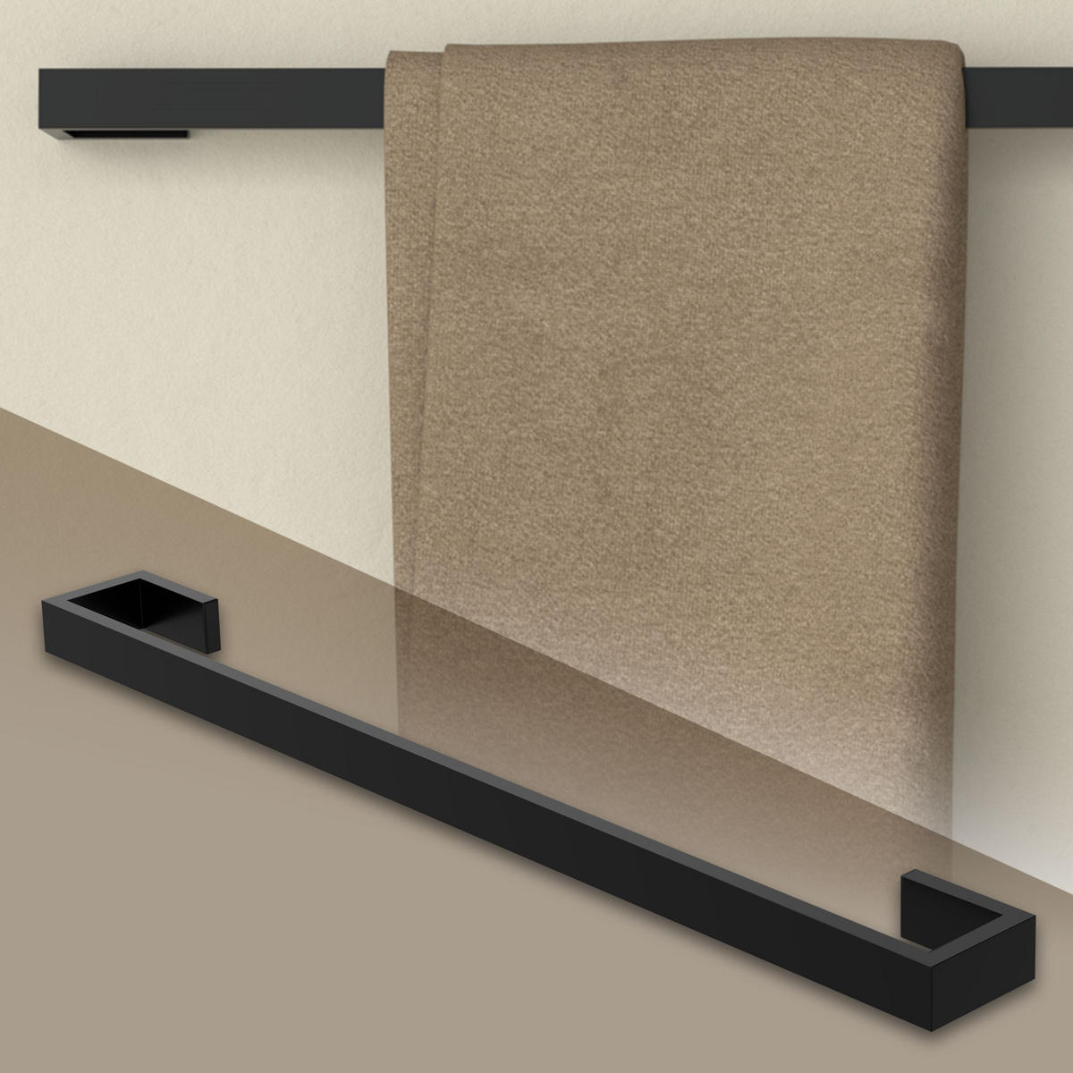 HANDTUCHSTANGE 62cm - Schwarz, Metall (62/3/7cm)