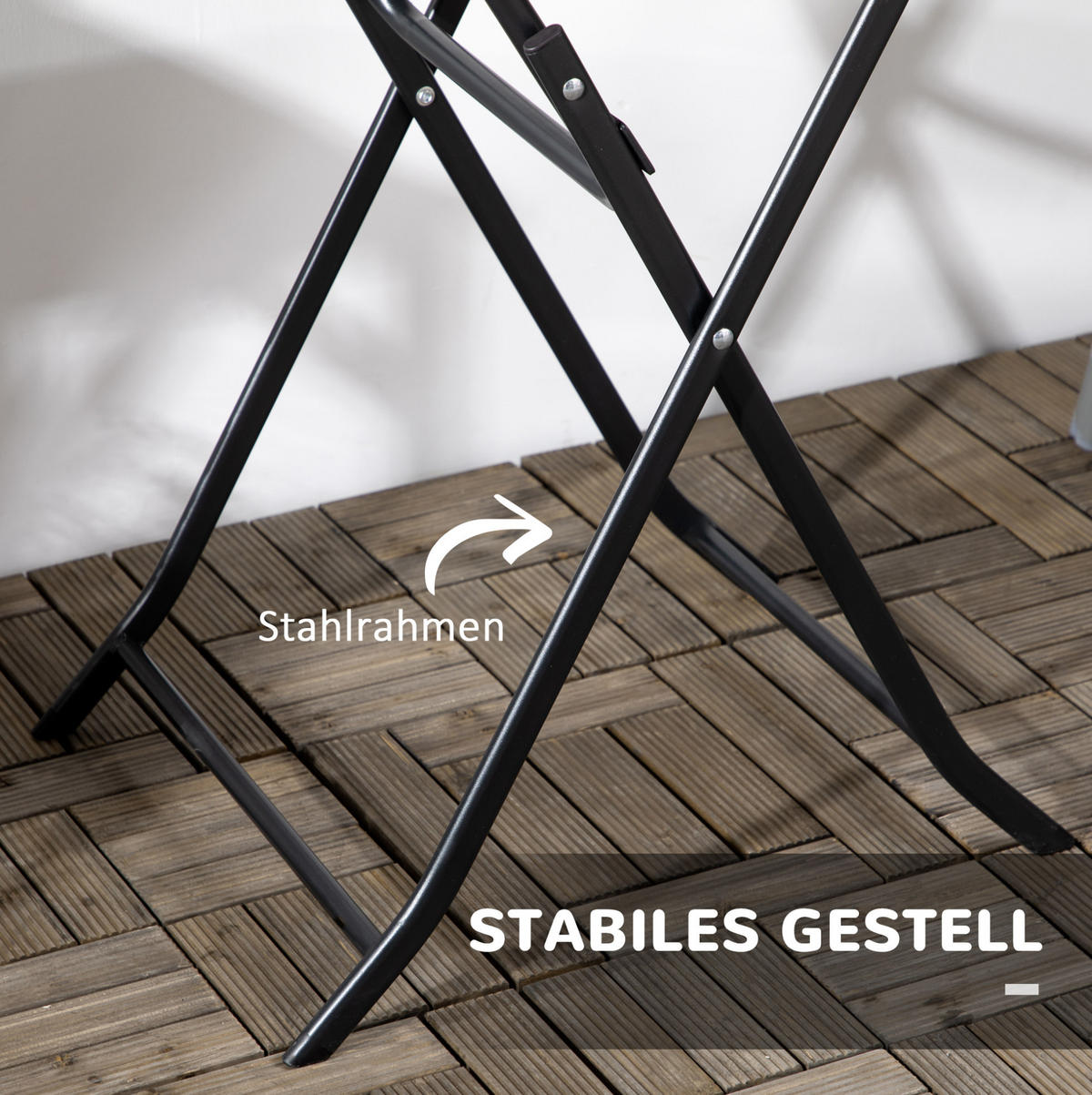 GARTENTISCH 60/60/73 cm dunkelgrau aus Stahl klappbar - Dunkelgrau, Metall (60/60/73cm) - OKWISH