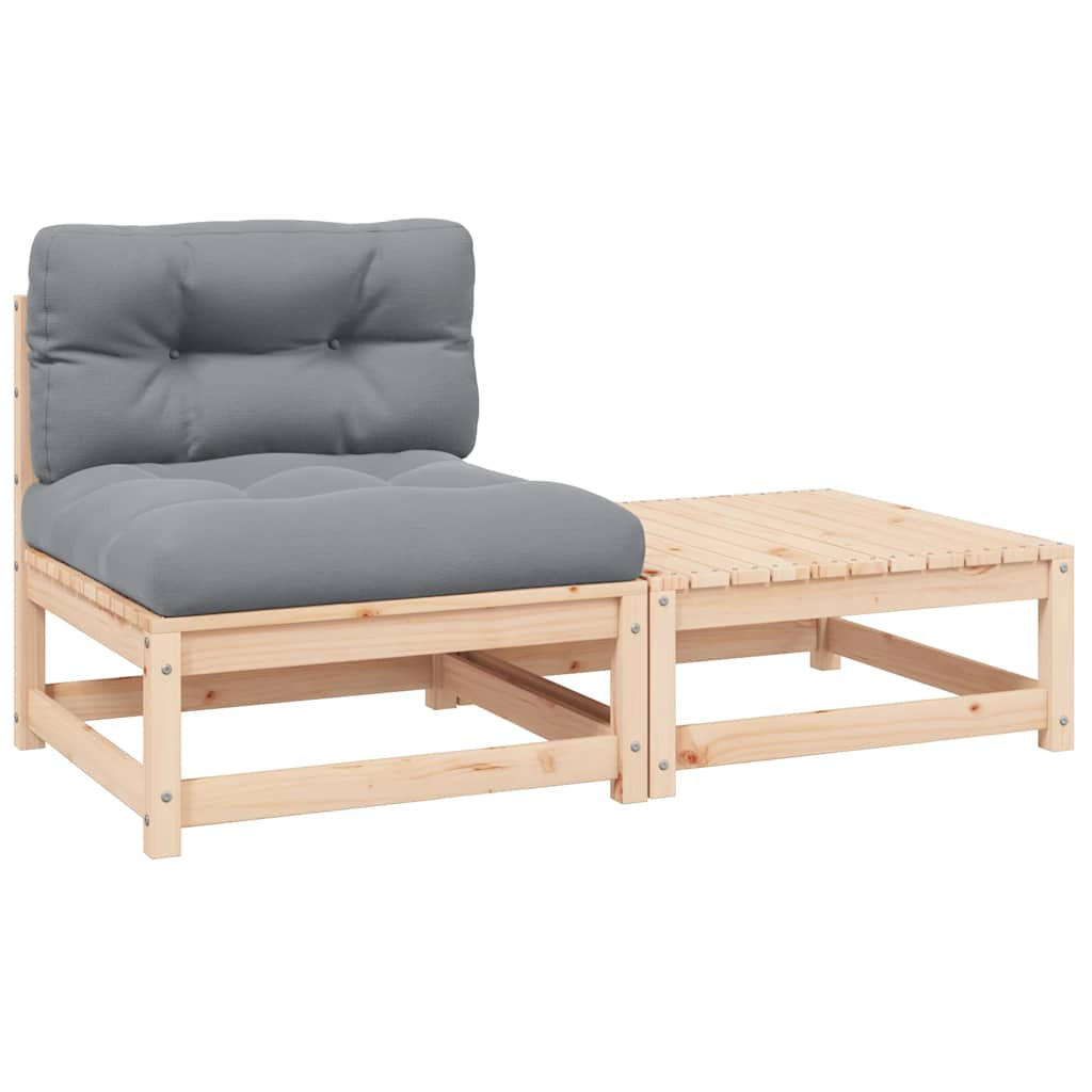 GARTEN-LOUNGE-SET 2-teilig Mit Kissen Kiefer Massivholz - Grau, Holz/Textil - vidaXL