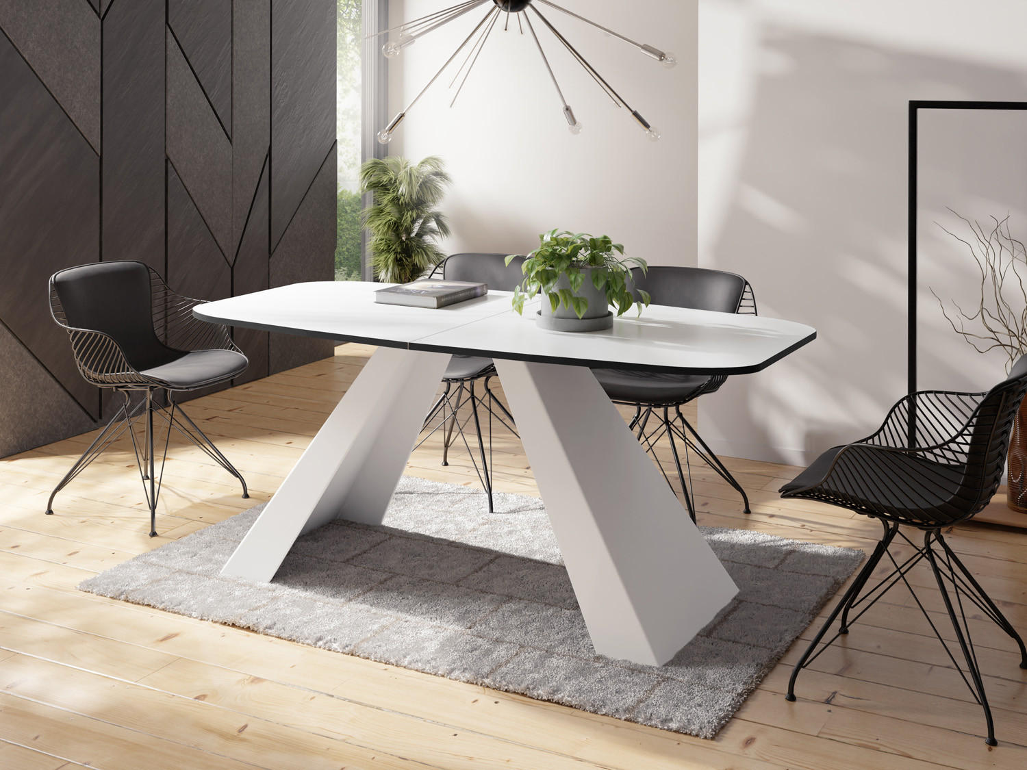 ESSTISCH Monte Weiß rechteckig ausziehbar, Weiß 160-200/80/76 cm - Weiß, Holzwerkstoff/Metall (160/80/76cm) - WFL GROUP