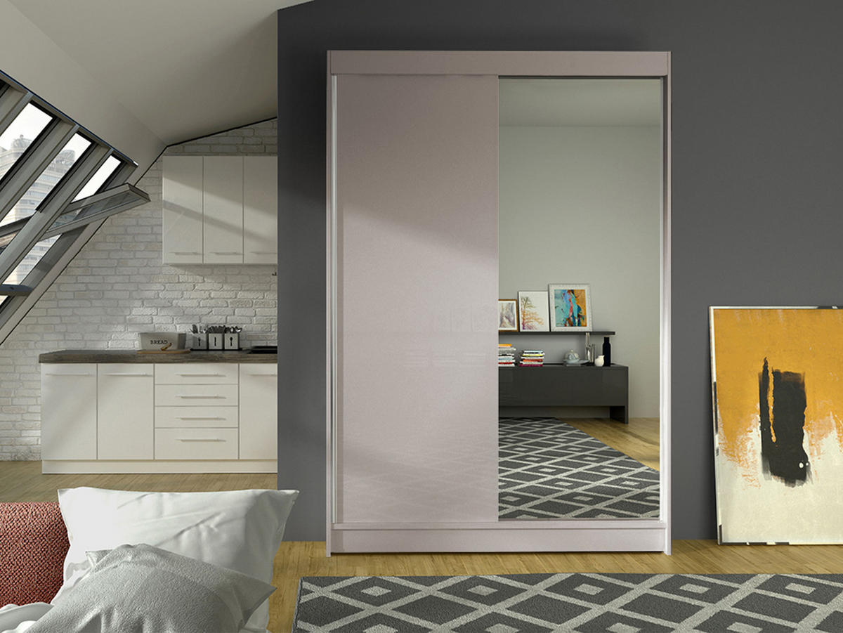 SCHWEBETÜRENSCHRANK Lino I - Kaschmir, Holzwerkstoff/Metall (120/200/58cm) - MIRJAN24