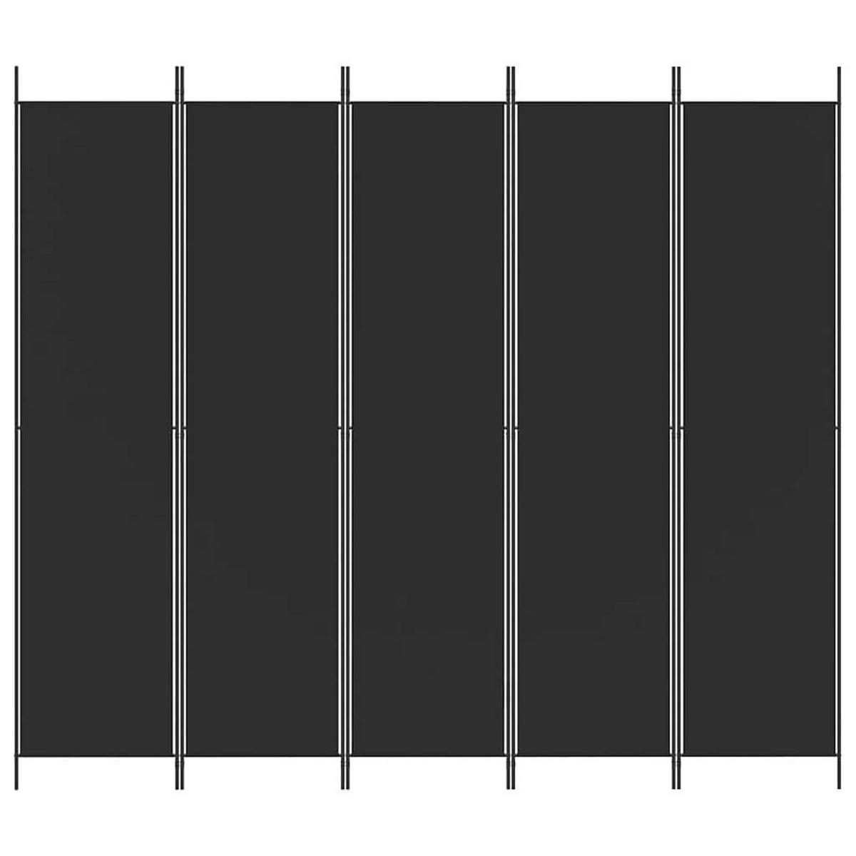 PARAVENT 5-teilig Schwarz 250/220 Cm Stoff - Schwarz, Textil (250/220/0.1cm) - vidaXL
