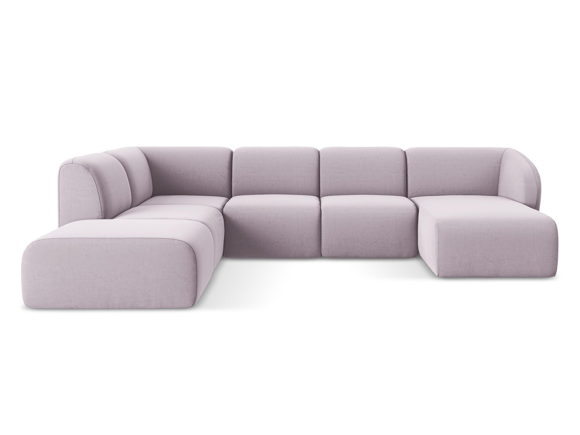 WOHNLANDSCHAFT Samt Stoff Violett - Flieder/Schwarz, Holzwerkstoff/Kunststoff (325/75/236cm) - Makamii