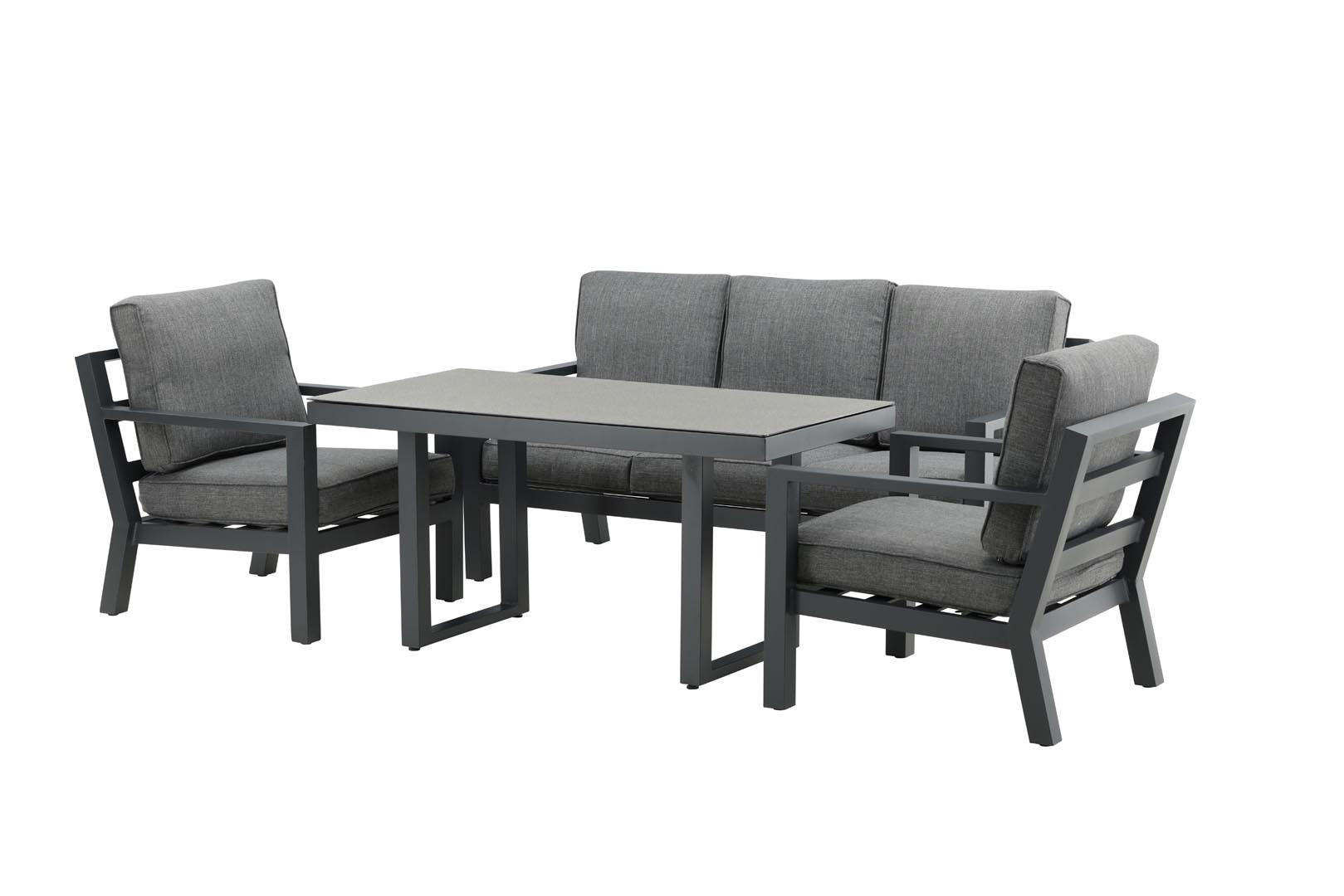 GARTENTISCHGRUPPE Schwarz - Schwarz, Holzwerkstoff - ebuy24