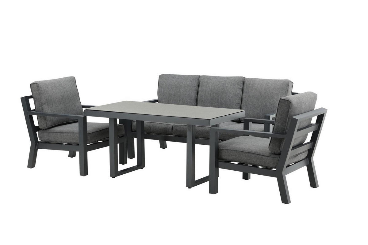 GARTENTISCHGRUPPE Schwarz - Schwarz, Holzwerkstoff - ebuy24