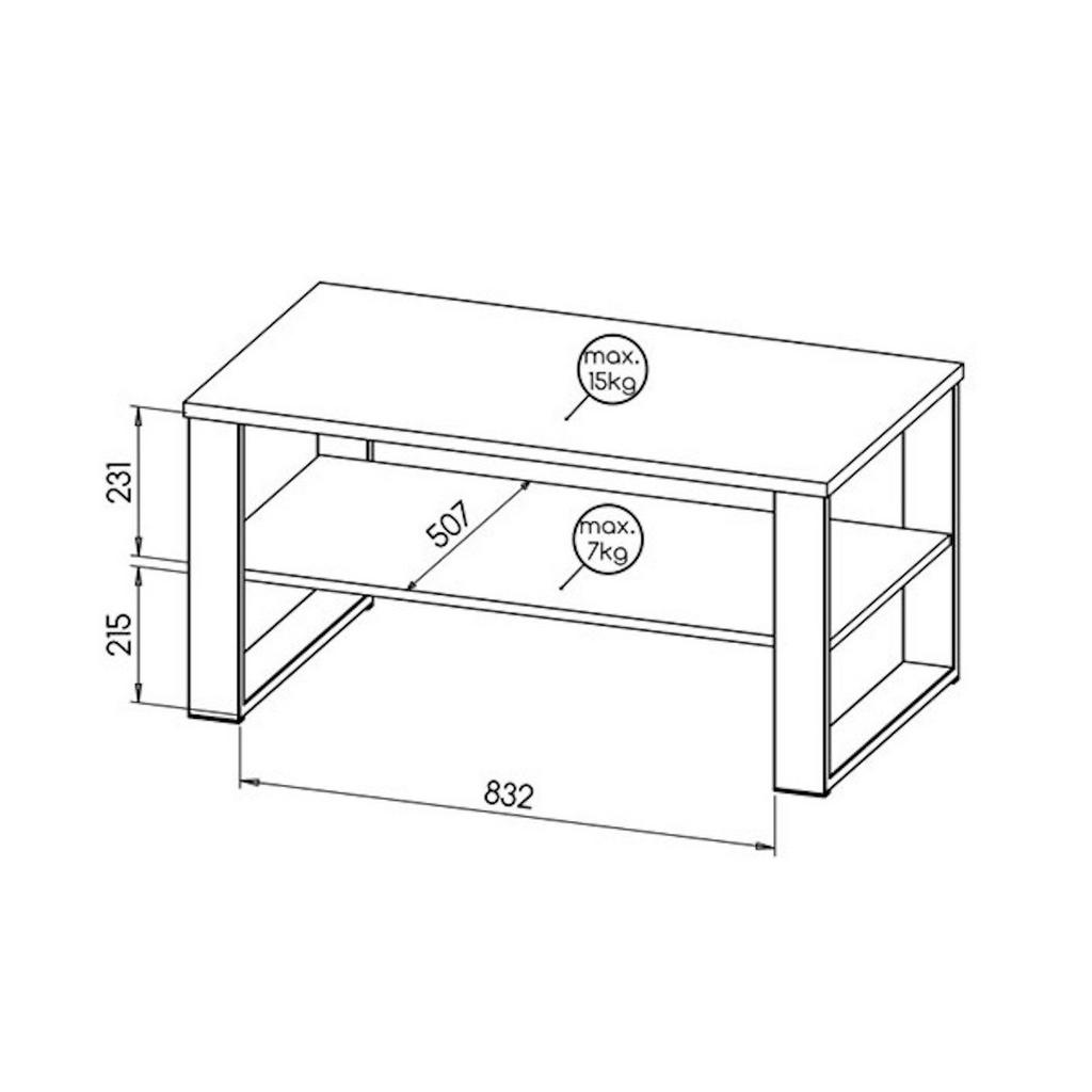 Thumbnail - Feldmann-Wohnen Couchtisch, Braun, Schwarz, Holz, 1 Fächer, Rechteckig, 100x48x56 cm, Wohnzimmer, Wohnzimmertische, Couc...