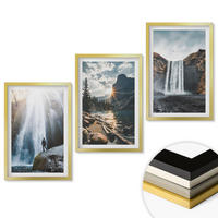 WANDBILDER 3er Set - 40x60 cm Goldrahmen - Wasserfälle, Berge, Landschaften, Natur - Goldfarben, Kunststoff (40/60cm) - ArtPrintCave
