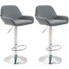 BARHOCKER 2er Set Lederlook grau - Chromfarben/Grau, Textil/Metall (51/89/52cm) - CLP