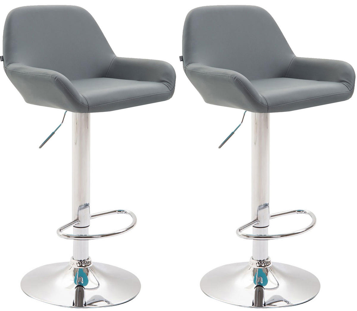BARHOCKER 2er Set Lederlook grau - Chromfarben/Grau, Textil/Metall (51/89/52cm) - CLP