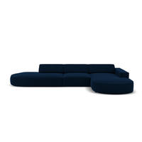 ECKSOFA rechts Jodie aus Samt königsblau 4 Sitzplätze - Blau, Textil (166/342cm) - Micadoni