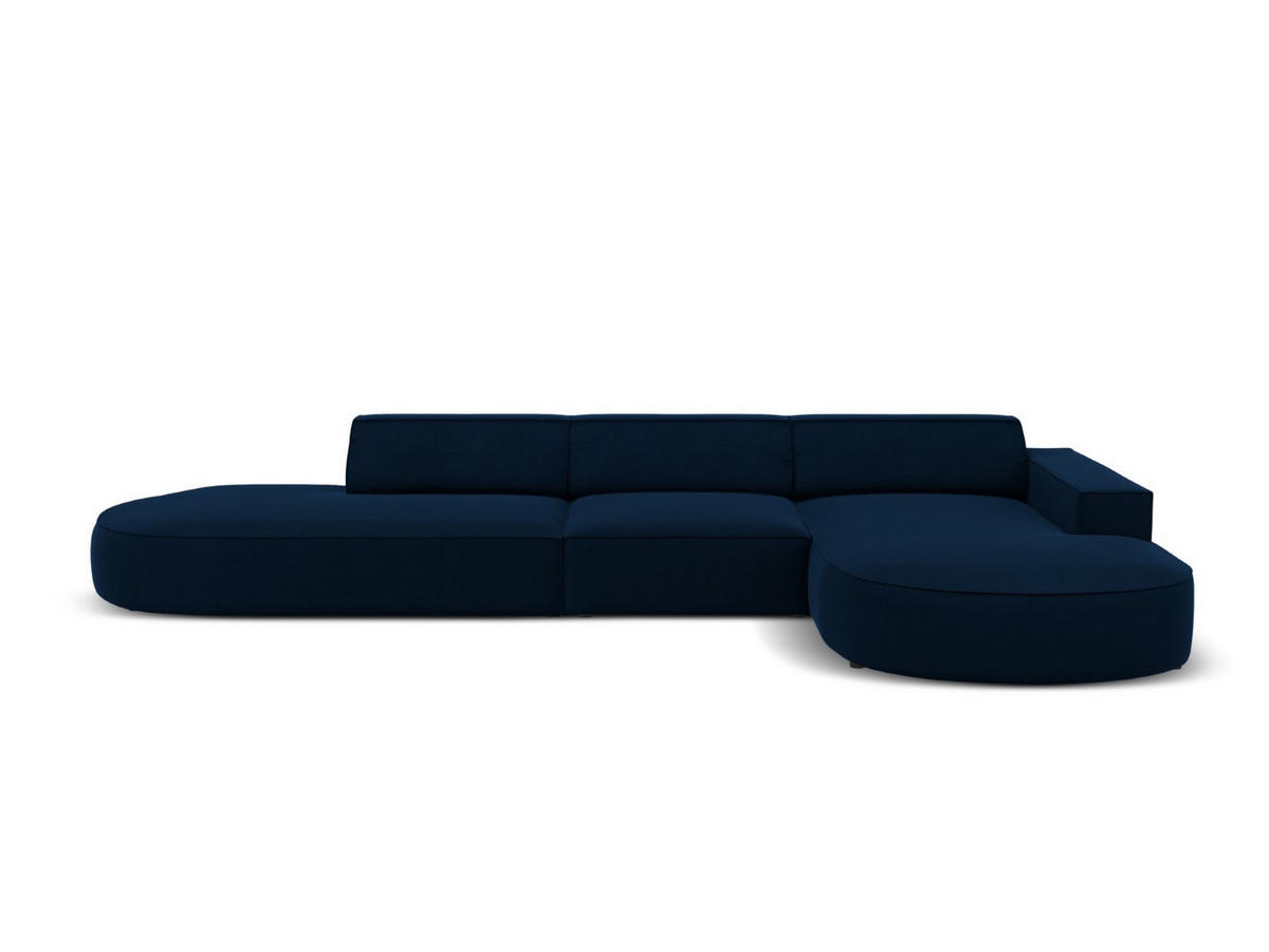 ECKSOFA rechts Jodie aus Samt königsblau 4 Sitzplätze - Blau, Textil (166/342cm) - Micadoni