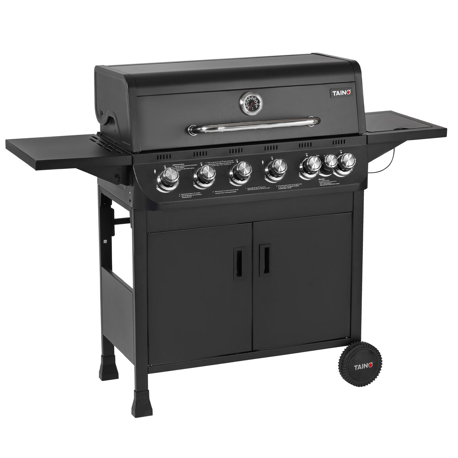 GASGRILL Brando 6+1 6 Brenner mit Seitenkocher - Schwarz, Metall (141/109/52cm)