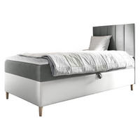 BOXBETT Maja Junior 1, Seite zum Öffnen des Bettkastens: Rechts - Weiß/Grau, Holz (100/200cm) - MIRJAN24