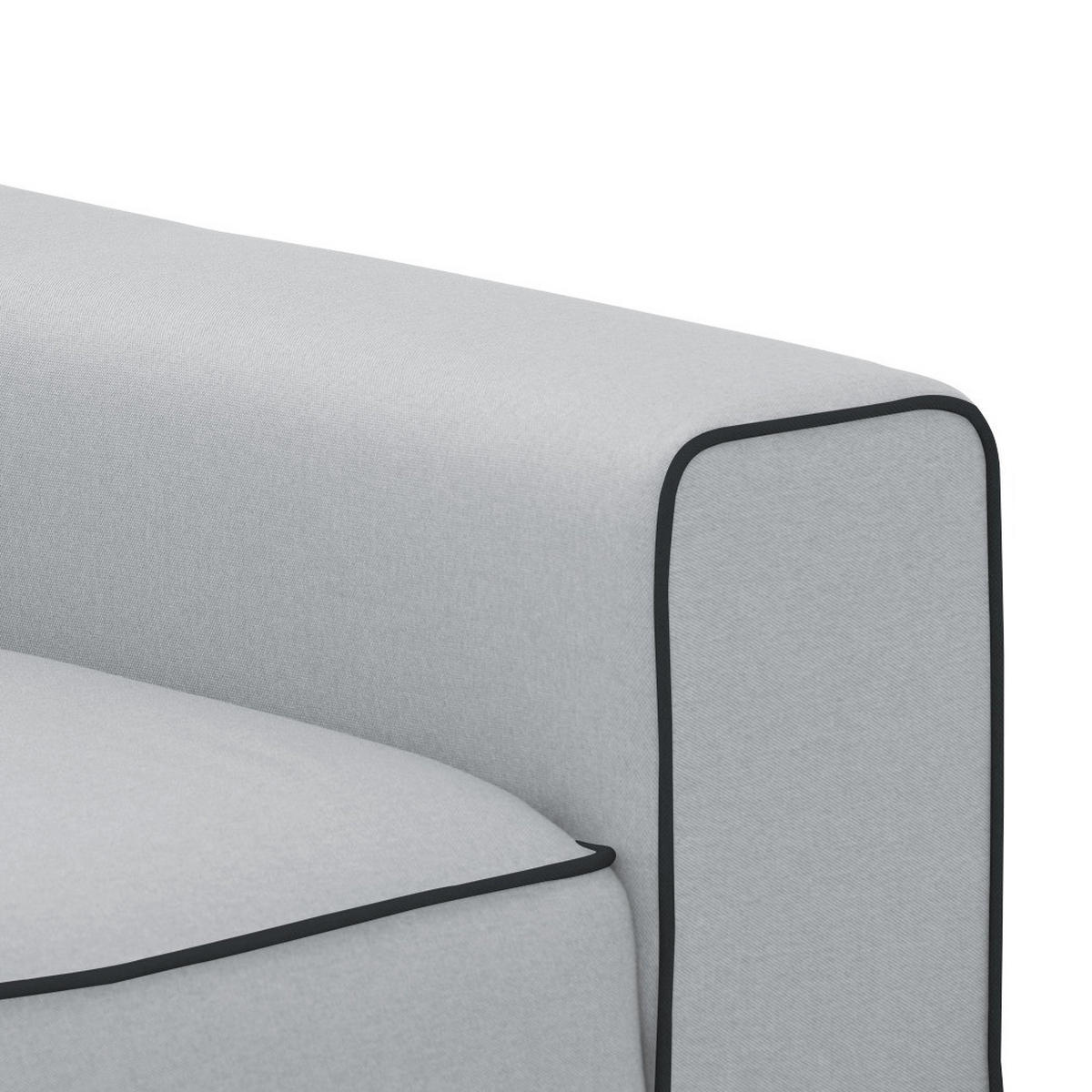 ECKSOFA mit Longchair - Webstoff - Hellgrau/Schwarz, Textil (285/168cm) - home24