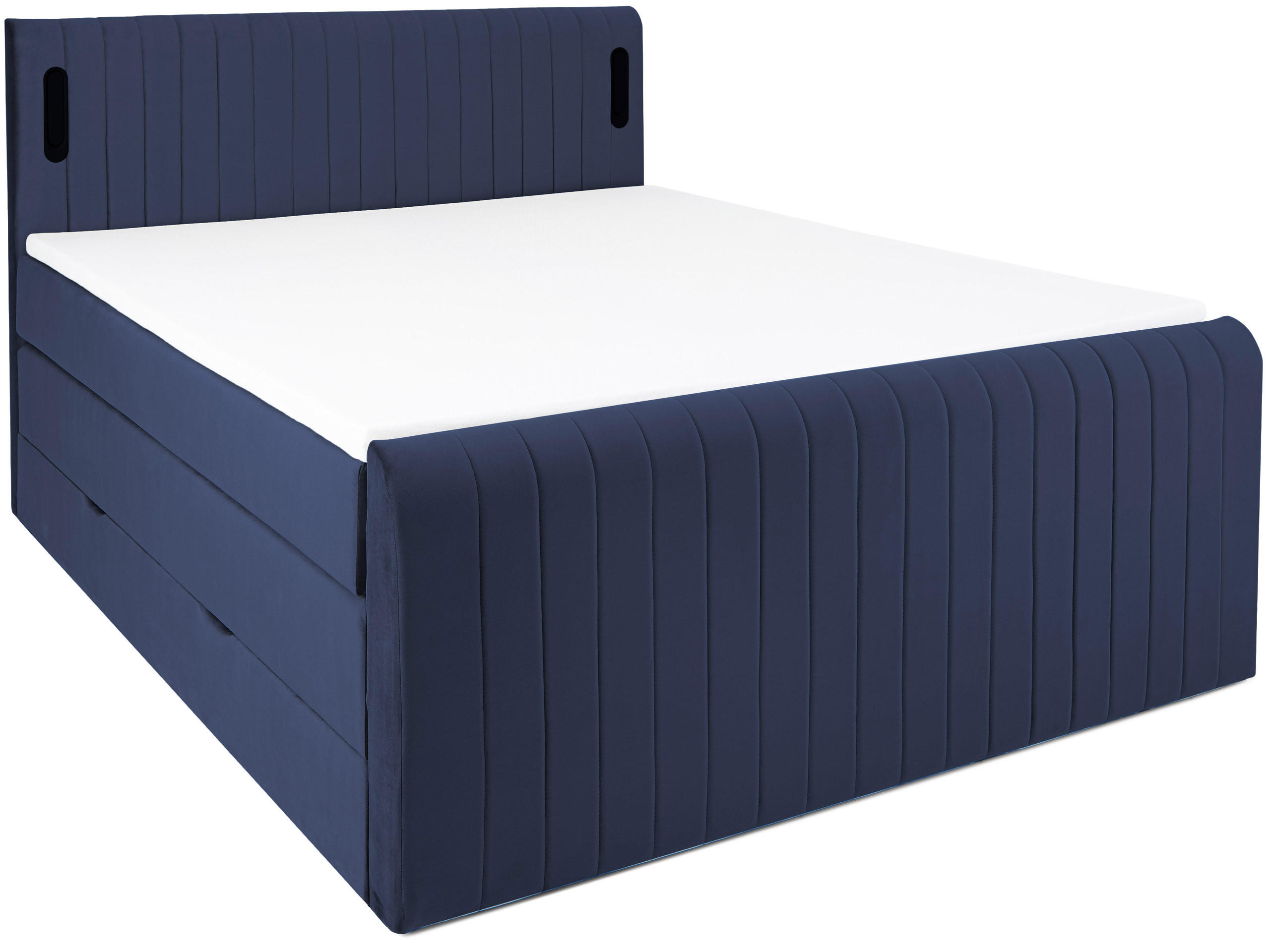 BOXSPRINGBETT FLY blau 200/200 cm H2/H3 Samt - Blau, Textil (200/200cm) - wonello