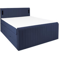 BOXSPRINGBETT FLY blau 160/200 cm H2/H3 Samt - Blau, Textil (160/200cm) - wonello