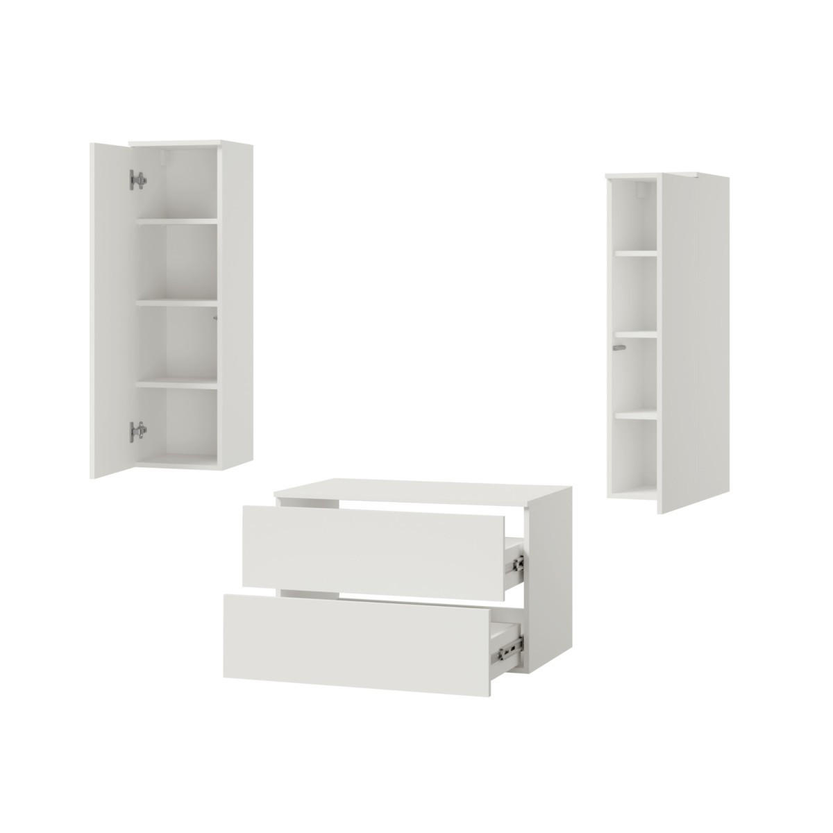 BADMÖBEL-SET Color Weiß 3-Teilig (2S 80 + 1D 100 X2) - Weiß, Holzwerkstoff (120/160/45cm) - mzm24