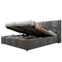 POLSTERBETT 180/200 cm mit hydraulischem Bettkasten, Ohrform-Kopfteil und Samtbezug, Grau - Grau, Textil (180/200cm) - Redom