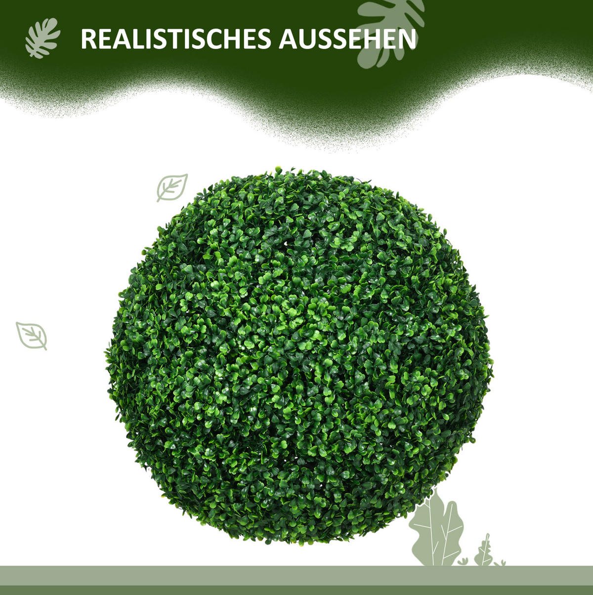 KUNSTPFLANZEN 50/50/50 cm grün aus Kunststoff 2er-Set für Innen und Außen - Grün, Kunststoff (50cm) - OKWISH