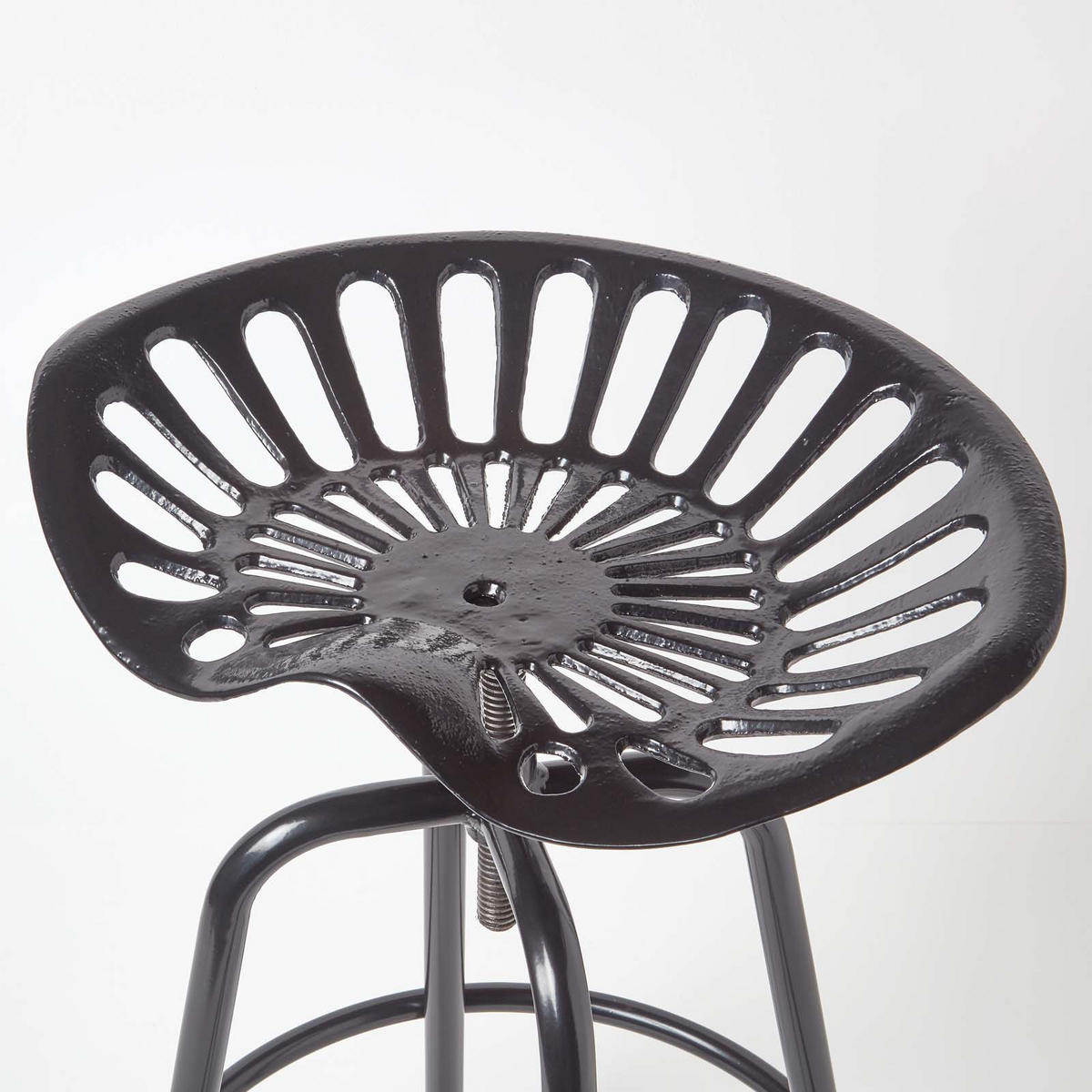 BARHOCKER Traktorsitz, Metall im Vintage-Look, höhenverstellbar - Schwarz, Metall (47/74/50cm) - Homescapes