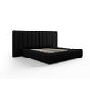 BETT mit Bettkasten und Doppelkopfteil Kelp aus strukturiertem Stoff schwarz 140x200cm - Schwarz, Textil (140/200cm) - Micadoni