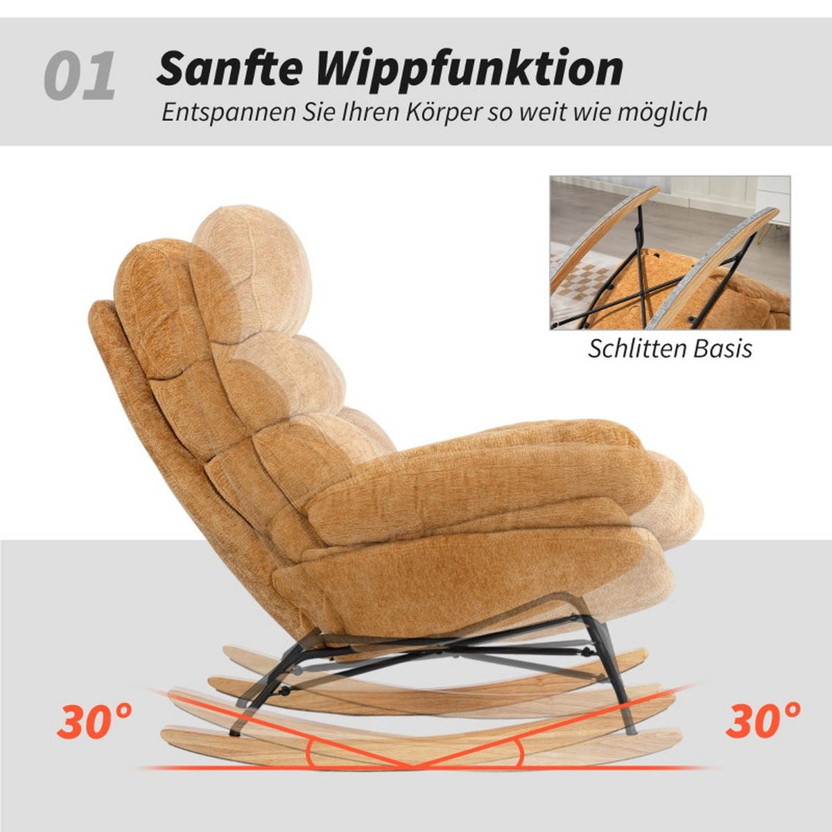 SCHAUKELSTUHL Polyester mit Polsterung, Metallgestell 80/103/91 cm Orange - Orange, Textil (80/91/103cm) - Redom