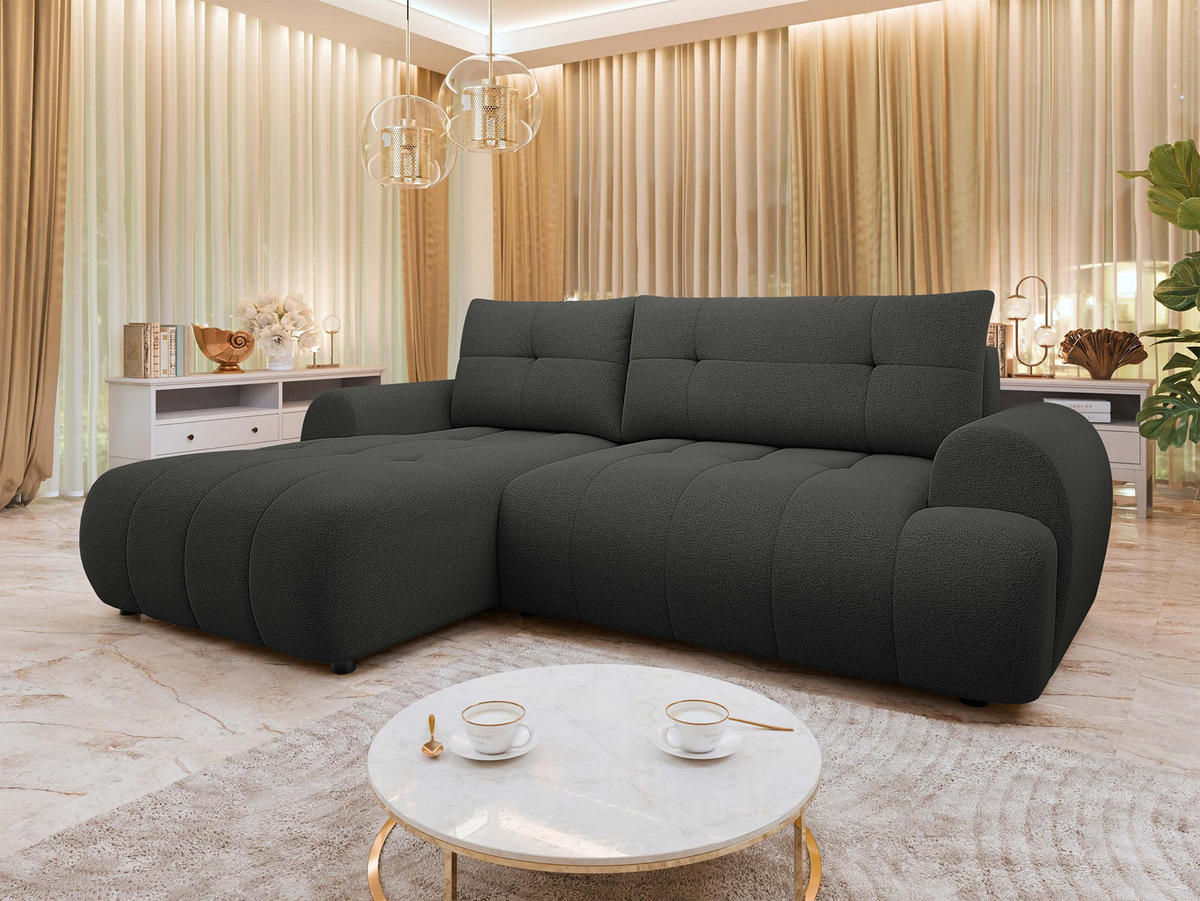 ECKSOFA Fiorano, Seite: Links - Anthrazit/Schwarz, Holz/Kunststoff (265/177cm) - MIRJAN24