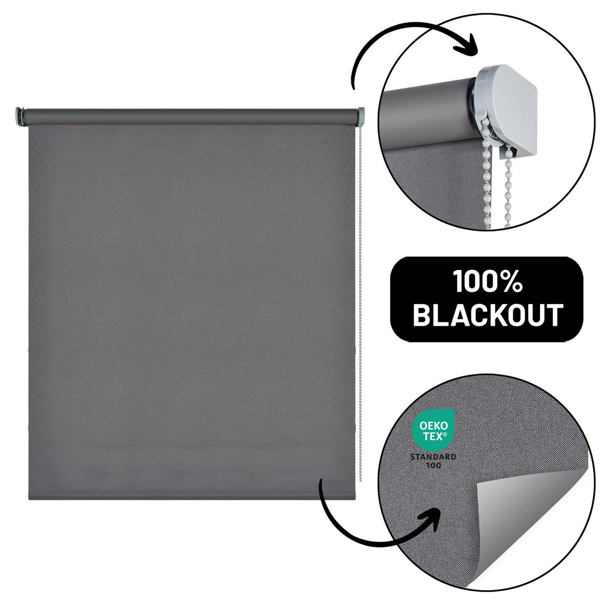 VERDUNKELUNGSROLLO Grau 160x250 cm - Grau, Kunststoff (160/250cm) - STORESDECO