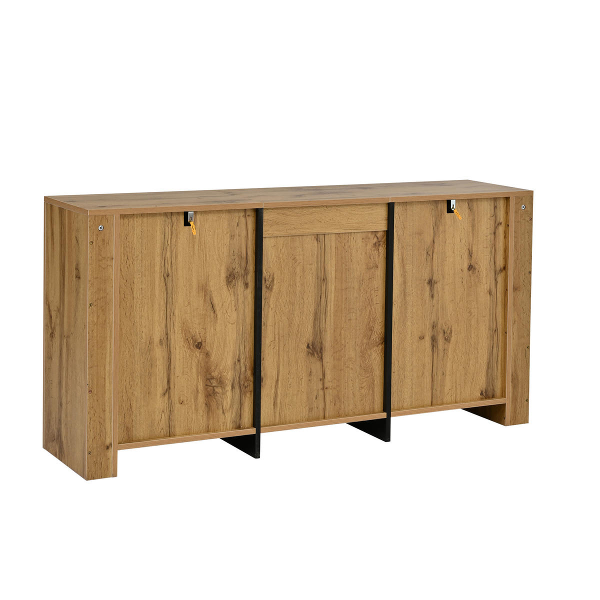 SIDEBOARD Wellenoptik 3 Schubladen 9 Fächer 135cm Naturholz - Naturfarben, Holzwerkstoff (135/70/35cm) - FLIEKS