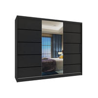 SCHWEBETÜRENSCHRANK Verona MBP, Schwarz Matt, 232 cm, mit Spiegel - Schwarz, Holz (232/216/60cm) - B BELINI GROUP