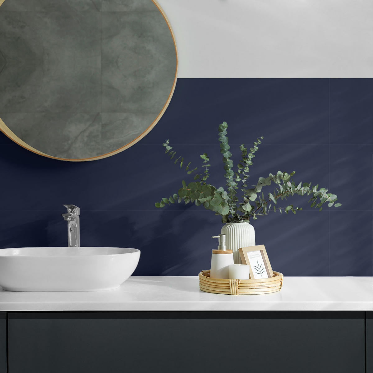 WANDPANEEL 20 Stück 20x20 cm selbstklebend Thalisse - Blaugrau, Kunststoff (20/1.6/20cm) - Wallfluent