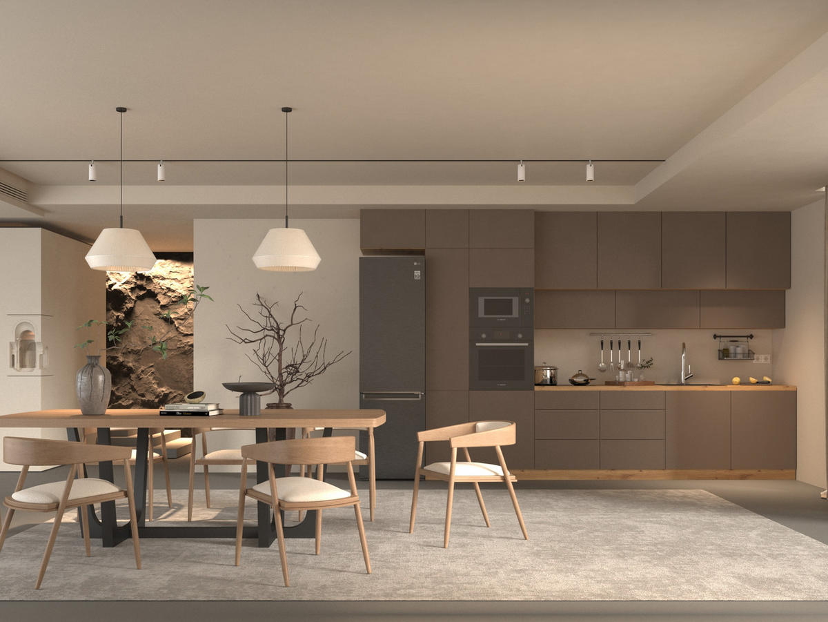 KÜCHENZEILE 400 - Langen KL4-M400 in Beige/Matt - Beige, Holz (400/248/58cm)