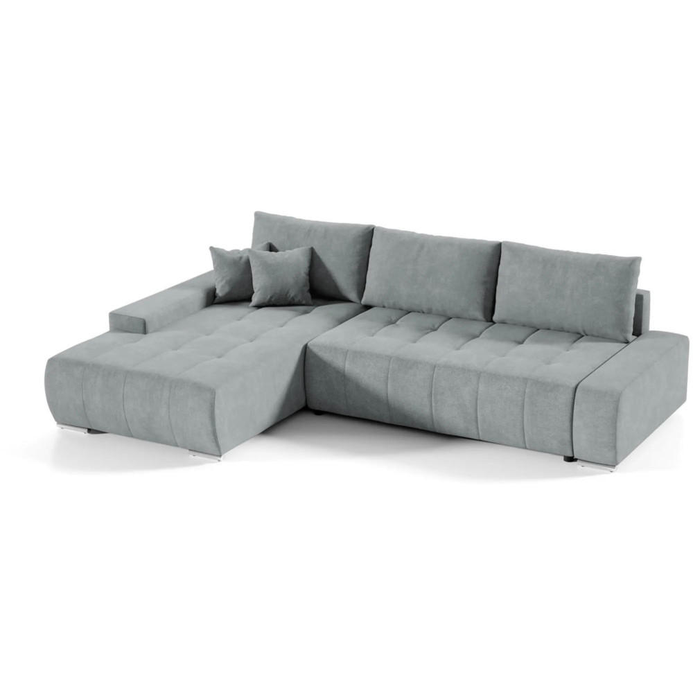 ECKSCHLAFSOFA Draco L Hellgrau - Silberfarben/Hellgrau, Textil/Metall (267/186cm) - Beautysofa