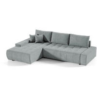 ECKSCHLAFSOFA Draco L Hellgrau - Silberfarben/Hellgrau, Textil/Metall (267/186cm) - Beautysofa