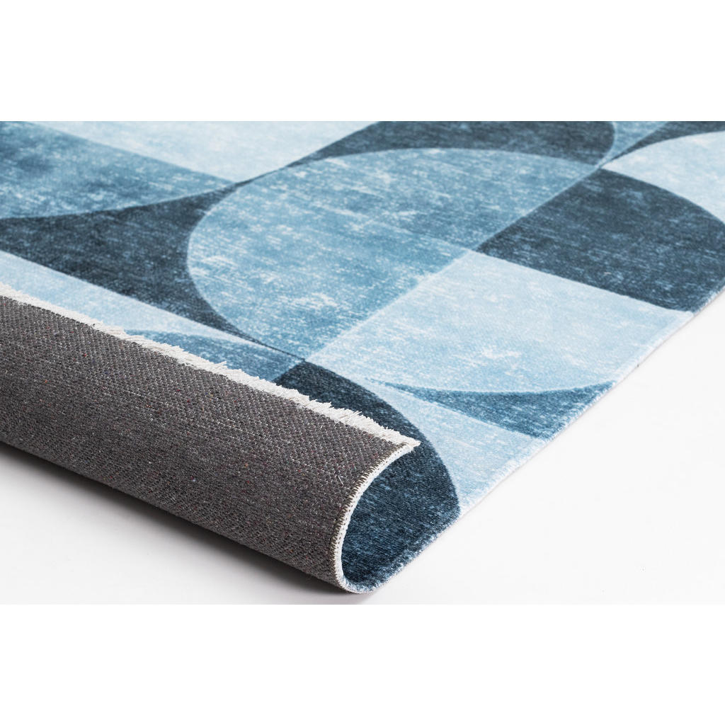 Thumbnail - Tesso Living Kurzflor-Teppich, Blau, Textil, Abstrakt, Rechteckig, 80x145 cm, rutschfest, Teppiche & Böden, Teppiche, Mo...