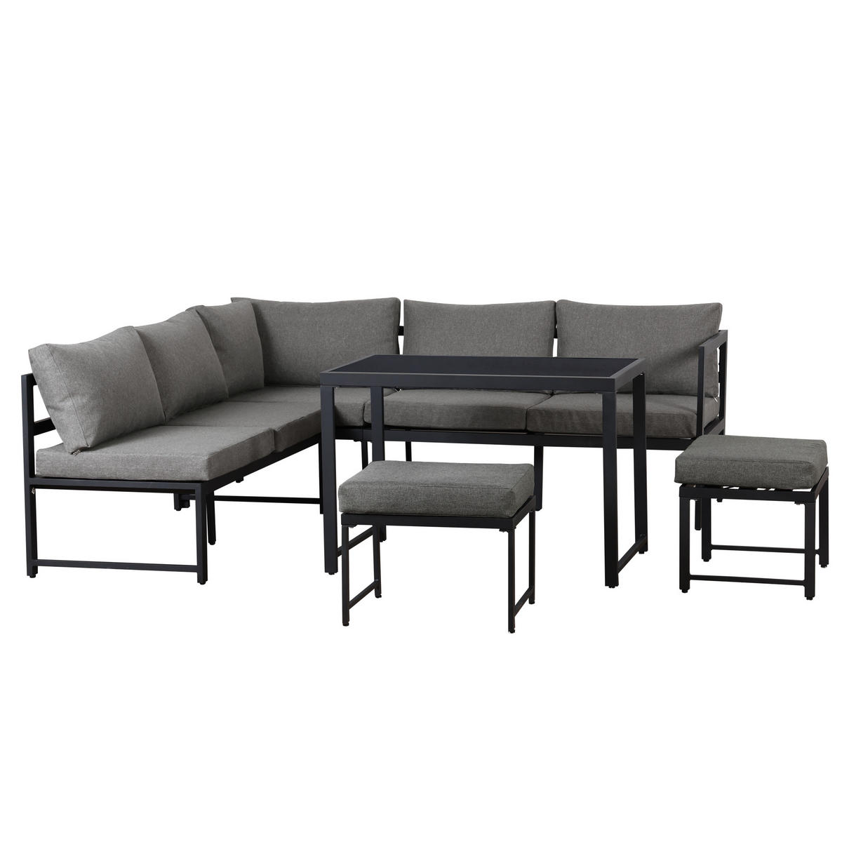 LOUNGESESSEL Set aus Aluminium mit Liegefunktion 4fach verstellbare Rückenlehne weiche Sitz und Rückenkissen Grau - Grau, Metall