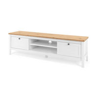 TV-LOWBOARD weiß, Eiche Artisan 160 cm Landhaus, TV-Unterteil mit 2 Schubkästen - Silberfarben/Weiß, Holzwerkstoff/Kunststoff (160/45/40cm) - Furn.Design