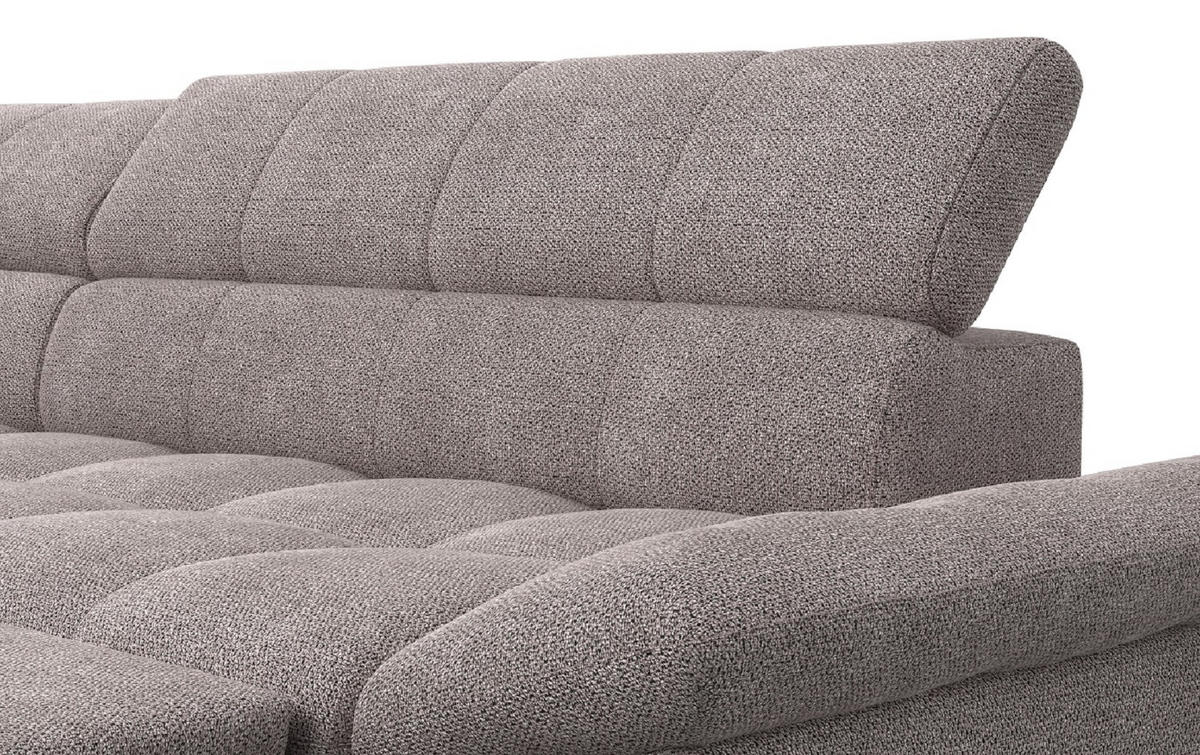 ECKSOFA mit Schlaffunktion und verstellbare Kopflehnen - Taupe/Silberfarben, Textil/Metall (312/234cm) - Cotta