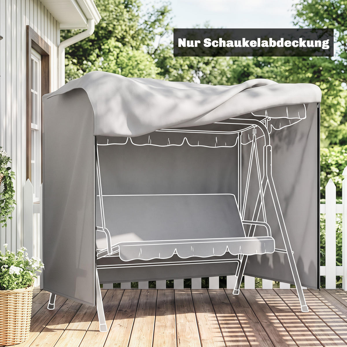 KRYT houpacího křesla, šedý - šedá, plast (114/152/177cm) - Outsunny