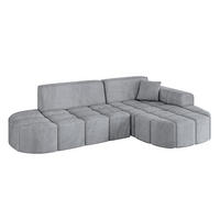 ECKSOFA Ottomane Rechts LIVO-L1 - 252x173x79,5 cm Hellgrau - Grau, Holzwerkstoff/Textil (252/173cm) - ALTDECOR